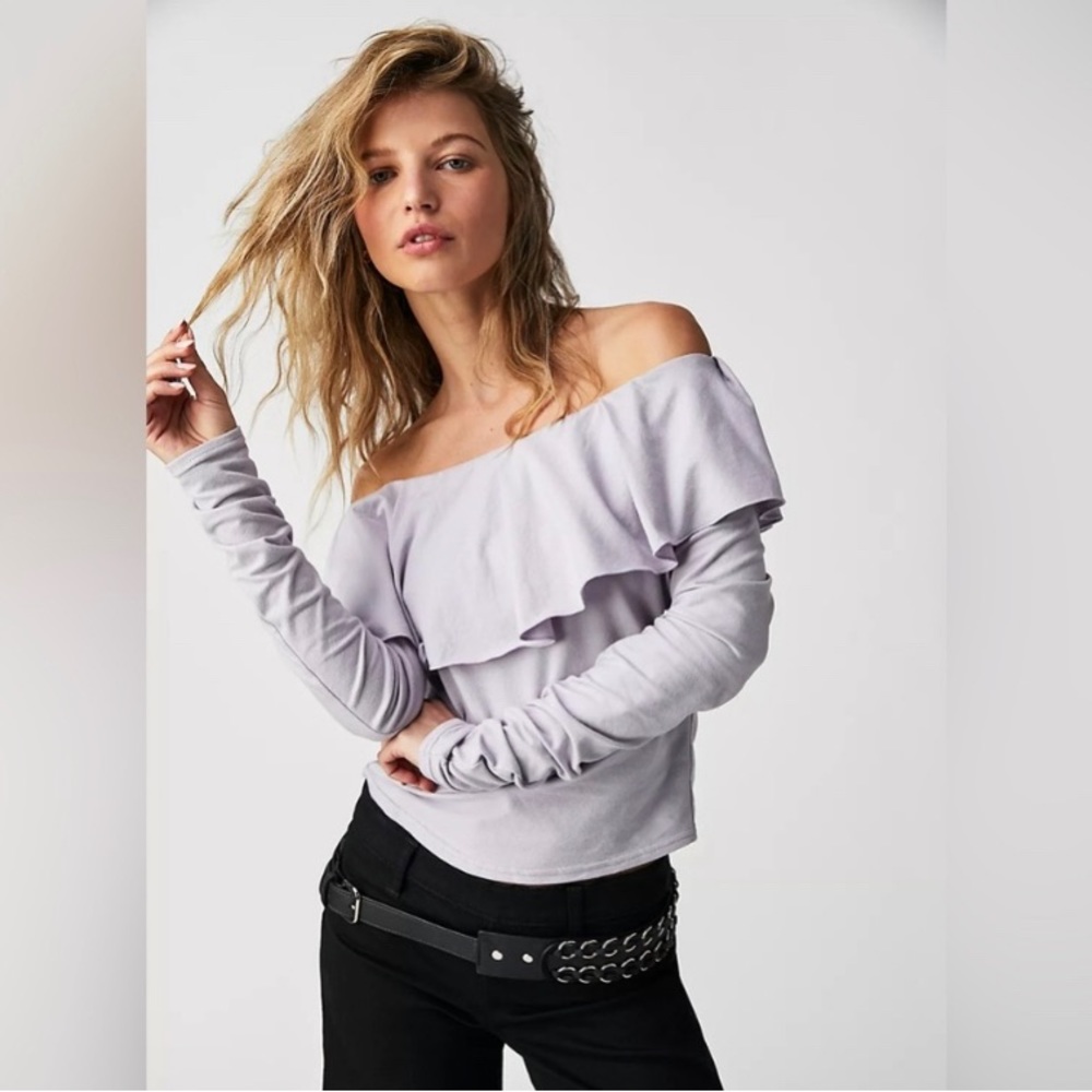 New! Free People Everything Always Top lilac medium women’s off shoulder blouse